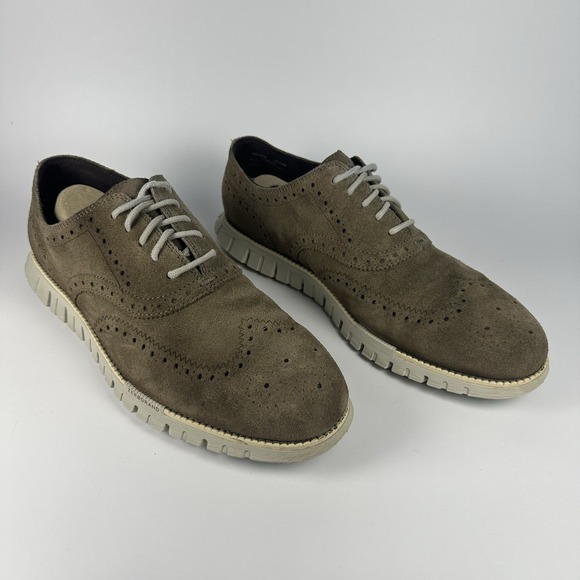 Cole Haan ZERØGRAND Remastered Wingtip Oxford Truffle Suede Men's 10.5M